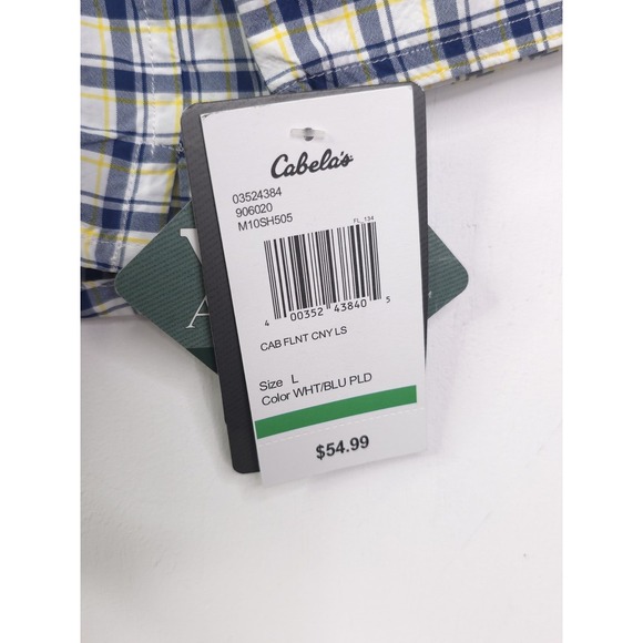 NEW Cabelas Shirt Men L White Plaid Nylon Blend Vented Fishing Button-Up‎ - Picture 4 of 13